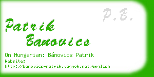 patrik banovics business card